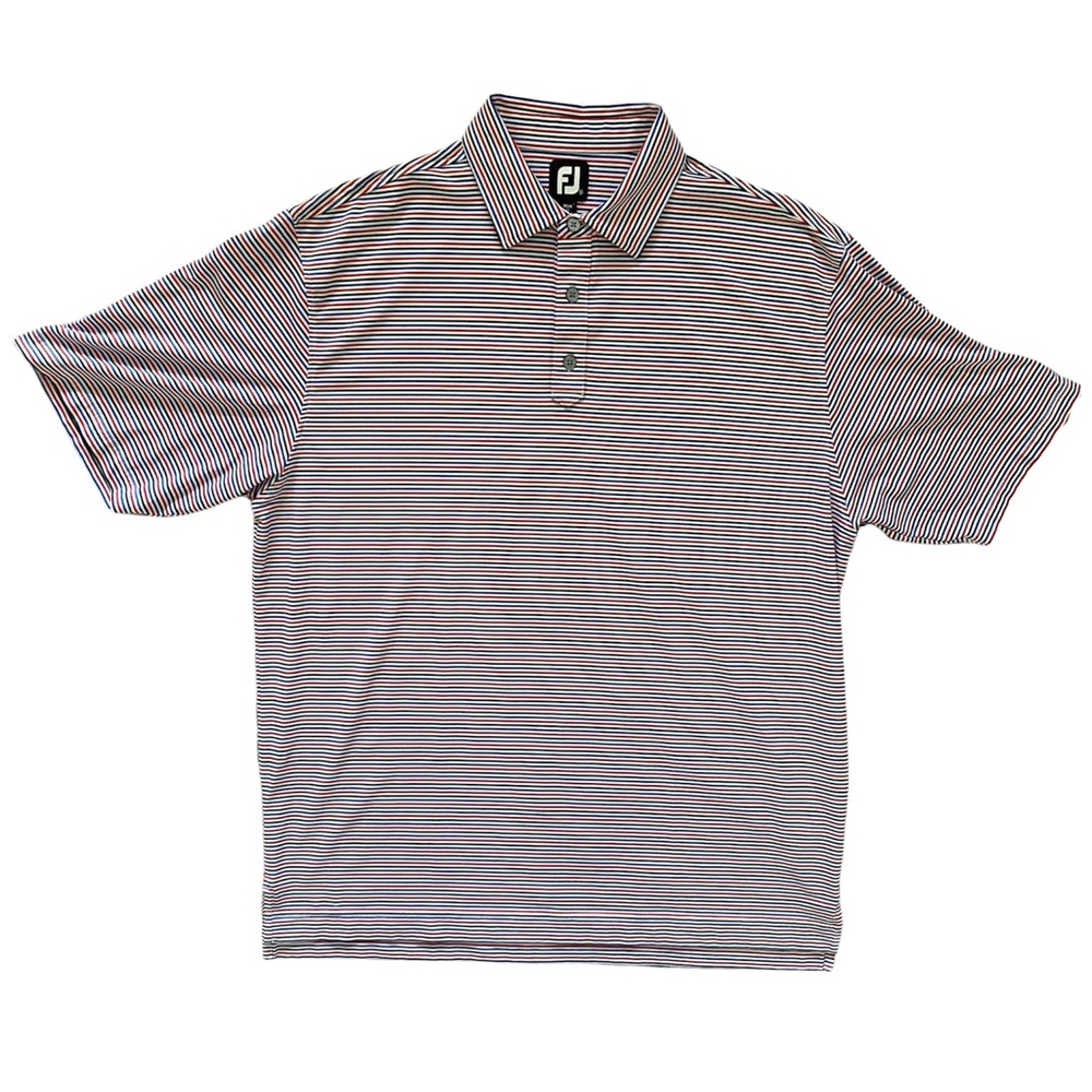 FootJoy FJ Men’s Golf Polo Size XL Performance Wear Red White Blue American USA